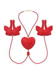 ARMONY - PINZAS PARA PEZONES MAGNÉTICA CON VIBRACIÓN FORMA MARIPOSA ROJO