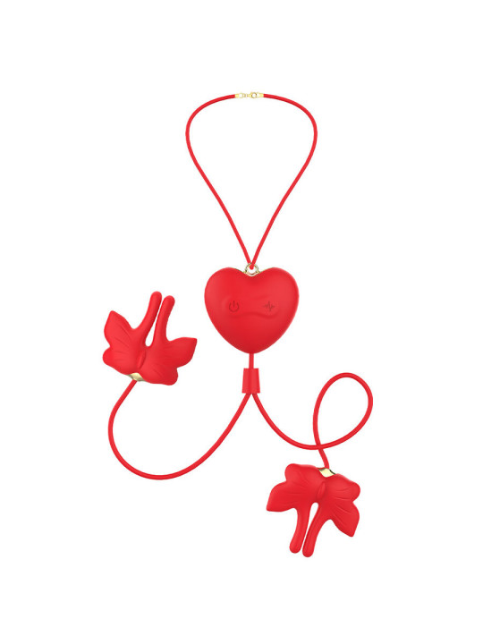 ARMONY - PINZAS PARA PEZONES MAGNÉTICA CON VIBRACIÓN FORMA MARIPOSA ROJO
