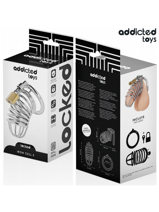 ADDICTED TOYS LOCKED - IRON CELL JAULA PARA PENE DE METAL 4 CM TALLA S