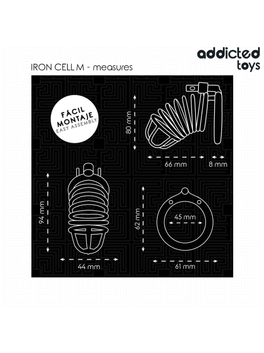 ADDICTED TOYS LOCKED - IRON CELL JAULA PARA PENE DE METAL TALLA M