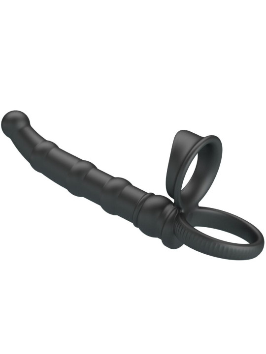 PRETTY LOVE - TATUM ANILLO VIBRADOR PENE CON PLUG 10 VIBRACIONES NEGRO