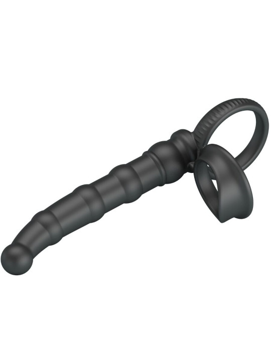 PRETTY LOVE - TATUM ANILLO VIBRADOR PENE CON PLUG 10 VIBRACIONES NEGRO