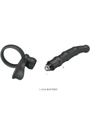 PRETTY LOVE - TATUM ANILLO VIBRADOR PENE CON PLUG 10 VIBRACIONES NEGRO