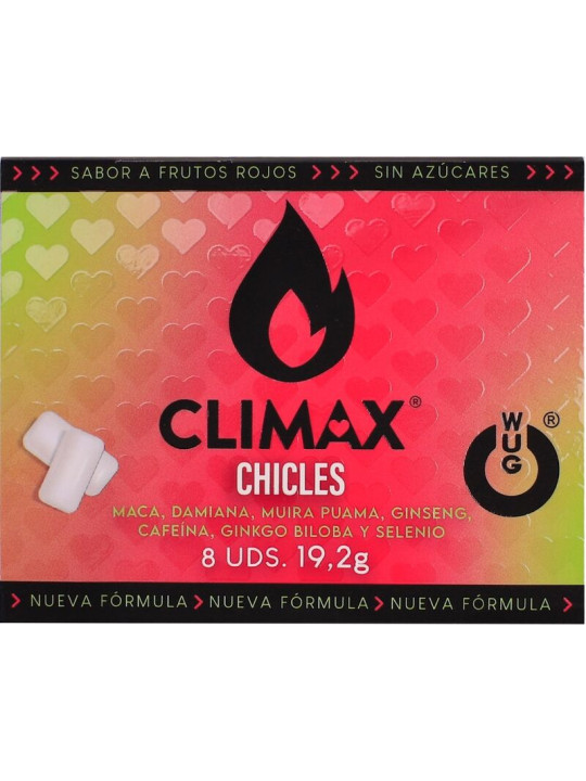 WUG Climax - Chicle funcional con Maca, Damiana y Ginseng para potenciar el deseo y la vitalidad íntima BLISTER 8 UDS