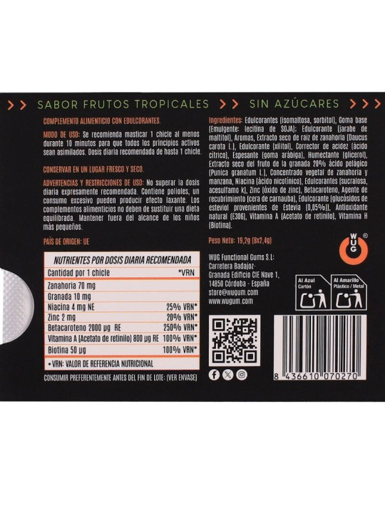WUG Solar - El chicle que prepara tu piel para el sol BLISTER 8 UDS