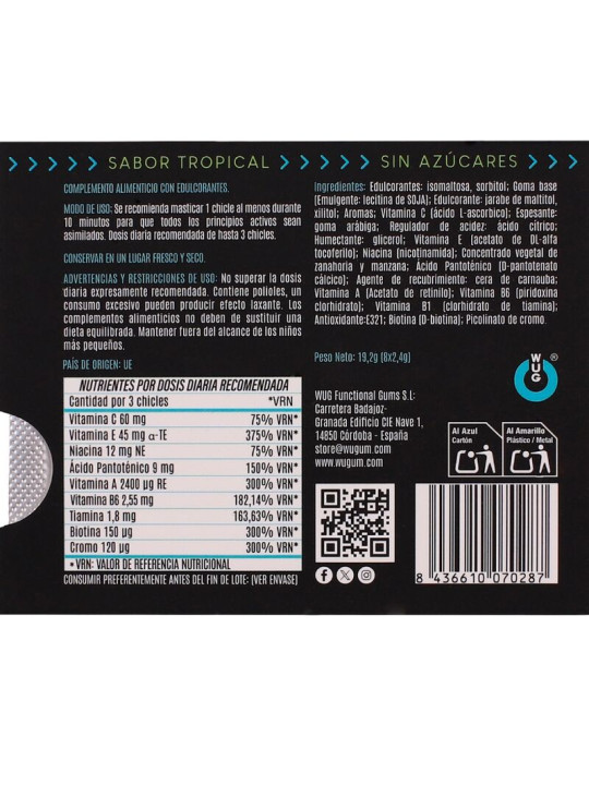 WUG Multivit - El chicle funcional que refuerza tus defensas cada día BLISTER 8 UDS