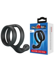 CRAZY BULL - YANCY ANILLO DOBLE PARA PENE Y TESTÍCULOS SILICONA NEGRO