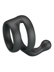 CRAZY BULL - YANCY ANILLO DOBLE PARA PENE Y TESTÍCULOS SILICONA NEGRO
