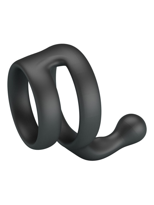 CRAZY BULL - YANCY ANILLO DOBLE PARA PENE Y TESTÍCULOS SILICONA NEGRO