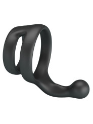CRAZY BULL - YANCY ANILLO DOBLE PARA PENE Y TESTÍCULOS SILICONA NEGRO