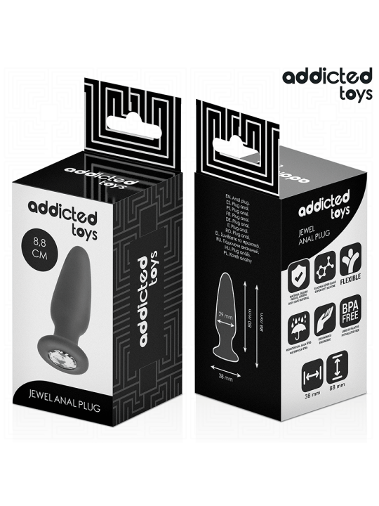 ADDICTED TOYS - PLUG ANAL CON JOYA SILICONA TALLA S 8,8 CM