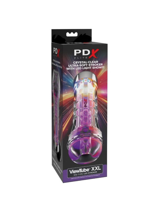 PDX ELITE - MASTURBADOR TRANSPARENTE VIEWTUBE XXL LED STROKER 27.3 CM