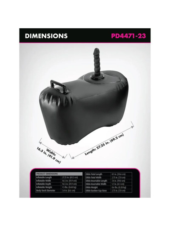 FETISH FANTASY SERIES - SILLÓN HINCHABLE BODY DOCK CON DILDO 69,2 CM NEGRO