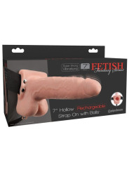 FETISH FANTASY SERIES - STRAP ON HUECO REALISTA VIBRADOR CON TESTÍCULOS 17,8 CM