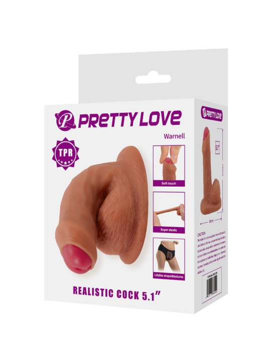 PRETTY LOVE - WARNELL DILDO ULTRA REALÍSTICO Y ELÁSTICO 9.5 CM MULATO
