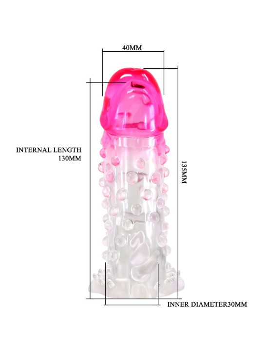 PRETTY LOVE - WILFORD FUNDA REALÍSTICA ALARGADORA CON RELIEVE PARA PENE ROSA
