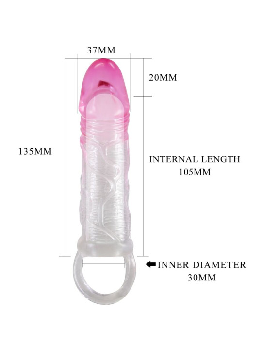 PRETTY LOVE - ODES FUNDA REALÍSTICA ALARGADORA DE 2 CM PARA PENE ROSA