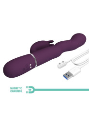 PRETTY LOVE - VIBRADOR RABBIT LOURSEN CON MOVIMIENTO OSCILANTE Y 7 VIBRACIONES RECARGABLE USB MORADO