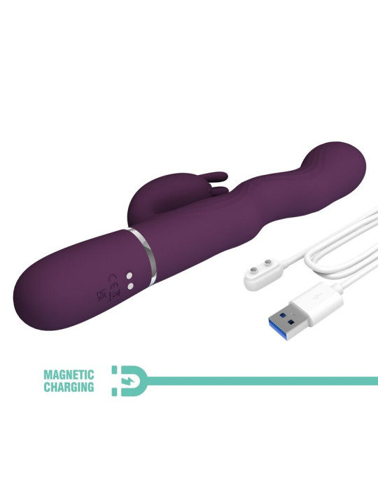 PRETTY LOVE - VIBRADOR RABBIT LOURSEN CON MOVIMIENTO OSCILANTE Y 7 VIBRACIONES RECARGABLE USB MORADO