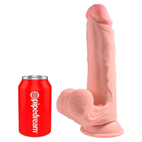 KING COCK PLUS - DILDO REALISTA TRIPLE DENSIDAD CON TESTÍCULOS OSCILANTES 23 CM COLOR NATURAL