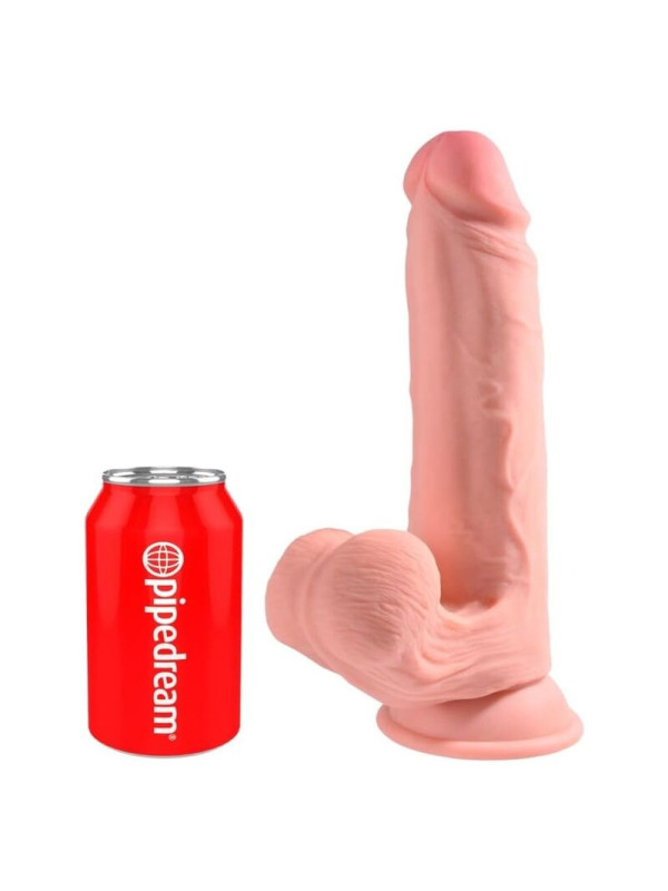 KING COCK PLUS - DILDO REALISTA TRIPLE DENSIDAD CON TESTÍCULOS OSCILANTES 23 CM COLOR NATURAL