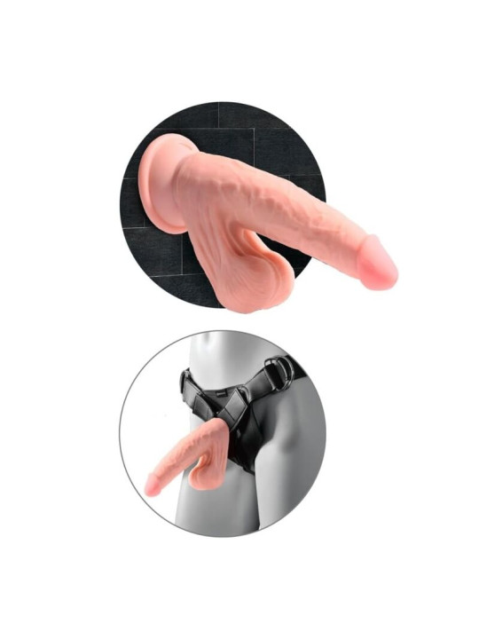 KING COCK PLUS - DILDO REALISTA TRIPLE DENSIDAD CON TESTÍCULOS OSCILANTES 23 CM COLOR NATURAL