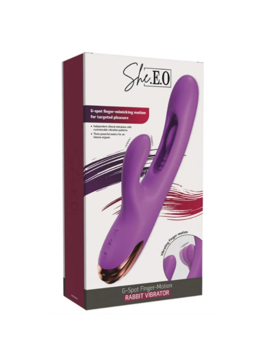 SHE.E.O - VIBRADOR RABBIT PUNTO G CON MOVIMIENTO DIGITAL MORADO