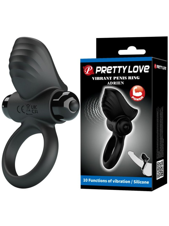 PRETTY LOVE - ANILLO VIBRADOR PARA PENE ADRIEN 10 FUNCIONES NEGRO