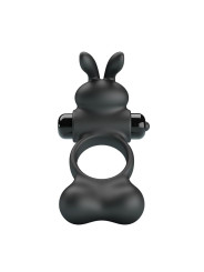 PRETTY LOVE - ANILLO VIBRADOR PARA PENE CON ESTIMULADOR DE CONEJITO 10 FUNCIONES NEGRO