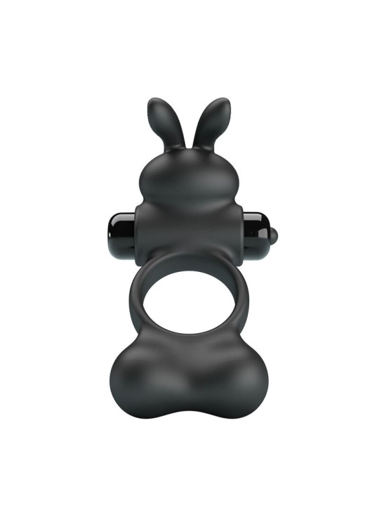 PRETTY LOVE - ANILLO VIBRADOR PARA PENE CON ESTIMULADOR DE CONEJITO 10 FUNCIONES NEGRO