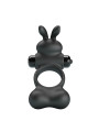 PRETTY LOVE - ANILLO VIBRADOR PARA PENE CON ESTIMULADOR DE CONEJITO 10 FUNCIONES NEGRO