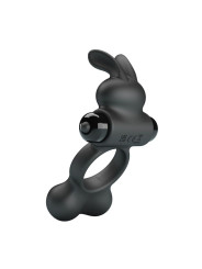 PRETTY LOVE - ANILLO VIBRADOR PARA PENE CON ESTIMULADOR DE CONEJITO 10 FUNCIONES NEGRO