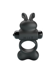 PRETTY LOVE - ANILLO VIBRADOR PARA PENE CON ESTIMULADOR DE CONEJITO 10 FUNCIONES NEGRO