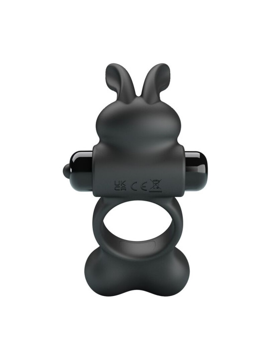 PRETTY LOVE - ANILLO VIBRADOR PARA PENE CON ESTIMULADOR DE CONEJITO 10 FUNCIONES NEGRO