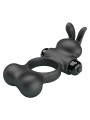 PRETTY LOVE - ANILLO VIBRADOR PARA PENE CON ESTIMULADOR DE CONEJITO 10 FUNCIONES NEGRO