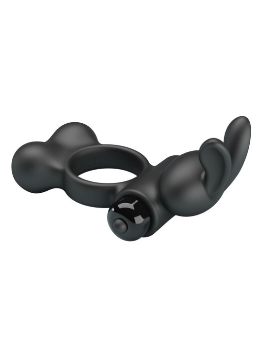 PRETTY LOVE - ANILLO VIBRADOR PARA PENE CON ESTIMULADOR DE CONEJITO 10 FUNCIONES NEGRO