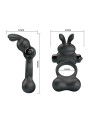 PRETTY LOVE - ANILLO VIBRADOR PARA PENE CON ESTIMULADOR DE CONEJITO 10 FUNCIONES NEGRO