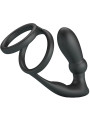 PRETTY LOVE - EMONI ANILLO PENE + PLUG ANAL 12 VIBRACIONES NEGRO
