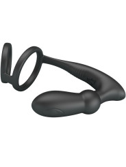 PRETTY LOVE - EMONI ANILLO PENE + PLUG ANAL 12 VIBRACIONES NEGRO