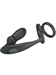 PRETTY LOVE - EMONI ANILLO PENE + PLUG ANAL 12 VIBRACIONES NEGRO