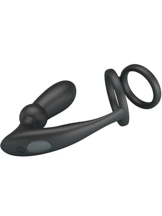 PRETTY LOVE - EMONI ANILLO PENE + PLUG ANAL 12 VIBRACIONES NEGRO