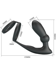 PRETTY LOVE - EMONI ANILLO PENE + PLUG ANAL 12 VIBRACIONES NEGRO