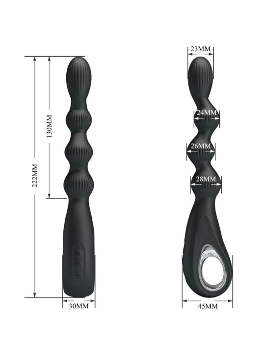 PRETTY LOVE - FEDERER VIBRADOR ANAL 12 VIBRACIONES NEGRO