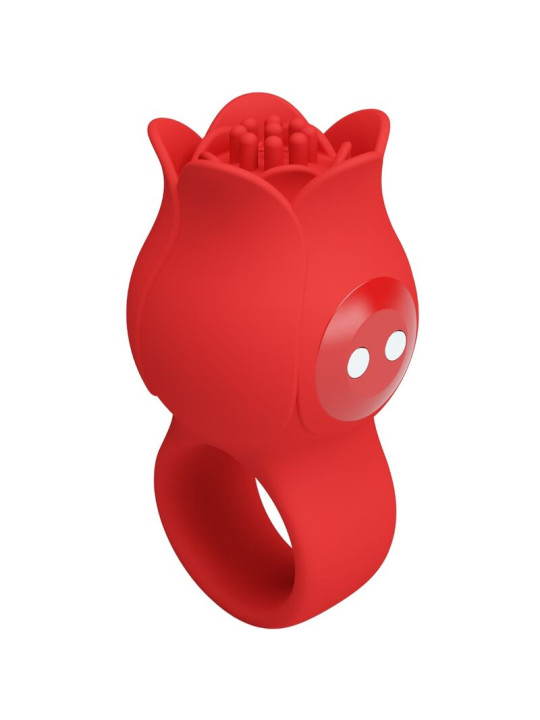 PRETTY LOVE - JAE VIBRADOR DE DEDO FORMA DE ROSA 10 VIBRACIONES ROJO