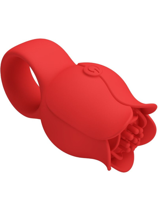 PRETTY LOVE - JAE VIBRADOR DE DEDO FORMA DE ROSA 10 VIBRACIONES ROJO