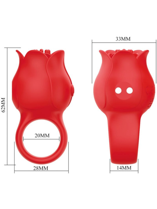 PRETTY LOVE - JAE VIBRADOR DE DEDO FORMA DE ROSA 10 VIBRACIONES ROJO