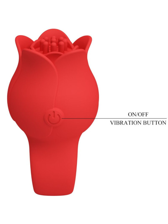 PRETTY LOVE - JAE VIBRADOR DE DEDO FORMA DE ROSA 10 VIBRACIONES ROJO