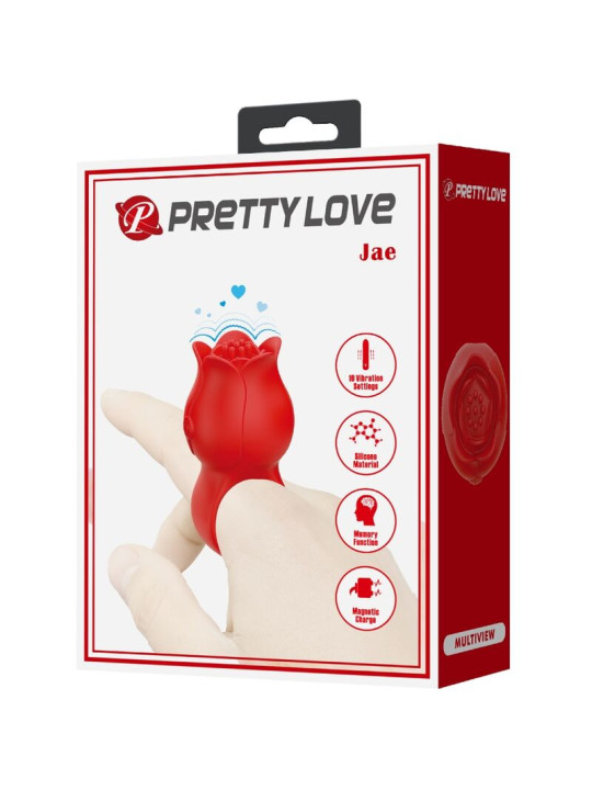 PRETTY LOVE - JAE VIBRADOR DE DEDO FORMA DE ROSA 10 VIBRACIONES ROJO