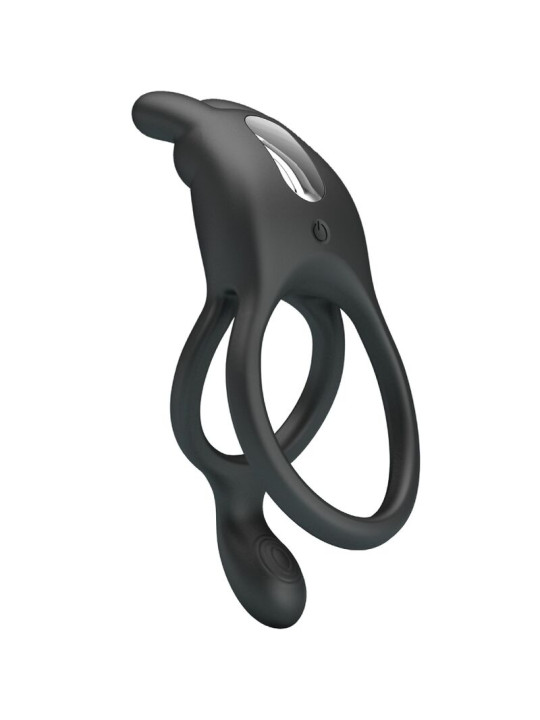 PRETTY LOVE - SETH DOBLE ANILLO VIBRADOR RABBIT 7 VIBRACIONES NEGRO