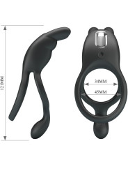 PRETTY LOVE - SETH DOBLE ANILLO VIBRADOR RABBIT 7 VIBRACIONES NEGRO
